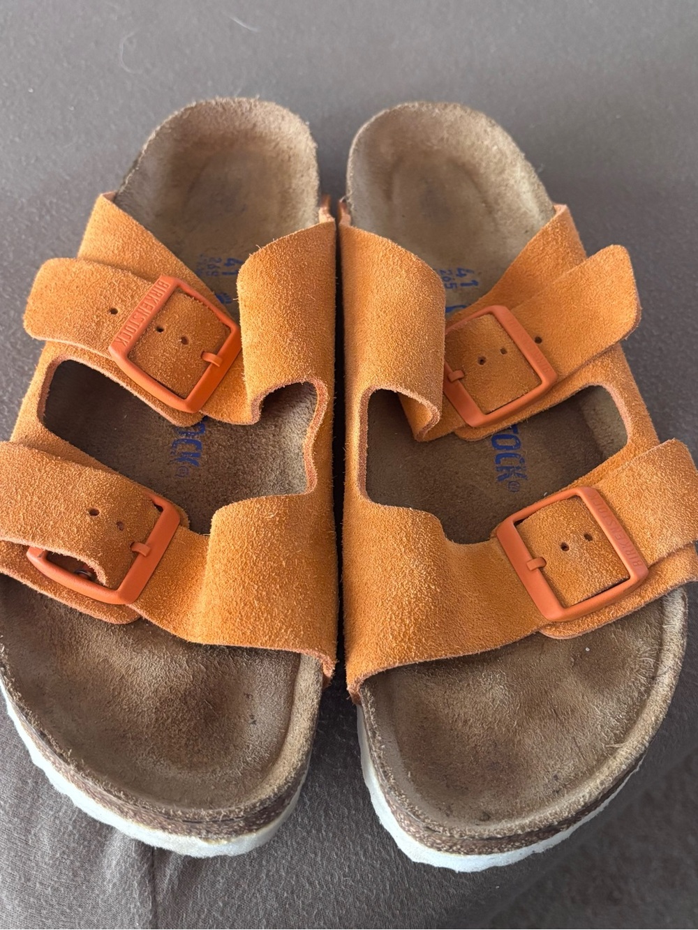 Birkenstock Arizona slide sandal women 41russet orange suede adjustable comfort